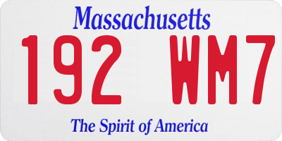 MA license plate 192WM7