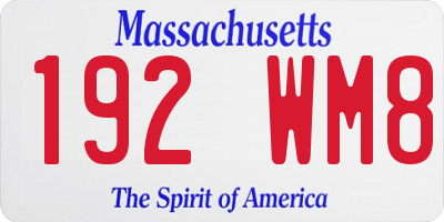MA license plate 192WM8