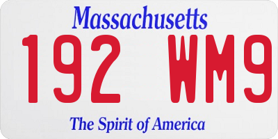 MA license plate 192WM9