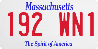 MA license plate 192WN1