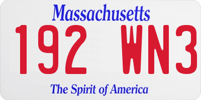 MA license plate 192WN3