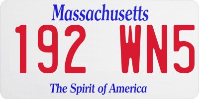 MA license plate 192WN5