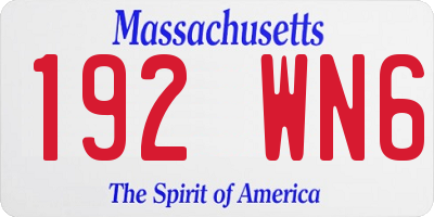 MA license plate 192WN6