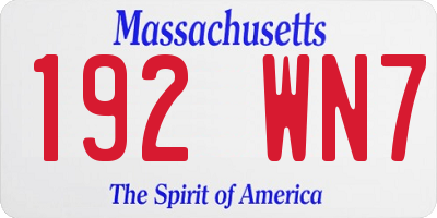 MA license plate 192WN7