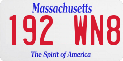 MA license plate 192WN8