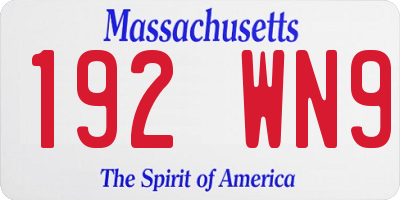 MA license plate 192WN9