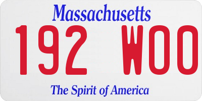 MA license plate 192WO0
