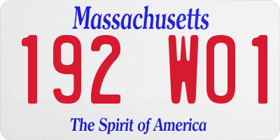 MA license plate 192WO1