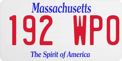 MA license plate 192WP0