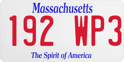 MA license plate 192WP3