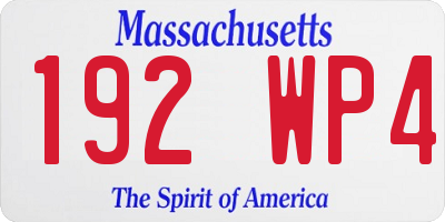 MA license plate 192WP4