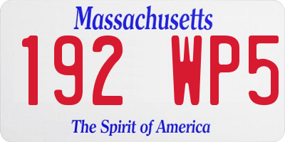 MA license plate 192WP5