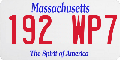 MA license plate 192WP7