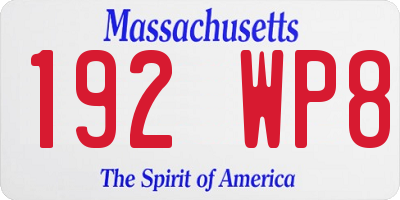 MA license plate 192WP8