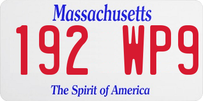 MA license plate 192WP9