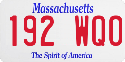 MA license plate 192WQ0
