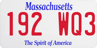 MA license plate 192WQ3