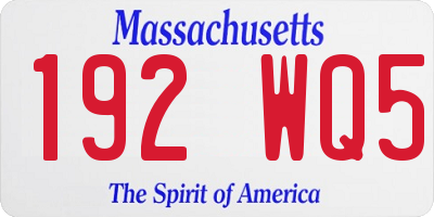 MA license plate 192WQ5