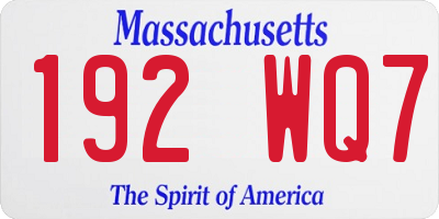 MA license plate 192WQ7