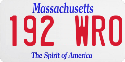 MA license plate 192WR0