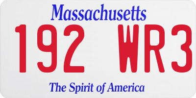 MA license plate 192WR3