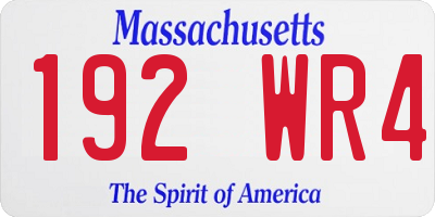 MA license plate 192WR4