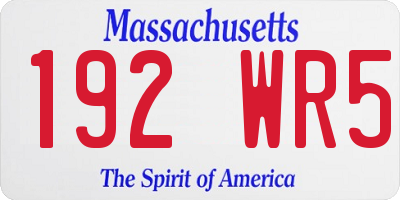 MA license plate 192WR5
