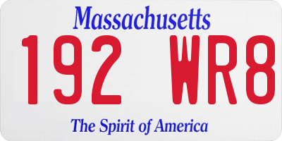 MA license plate 192WR8
