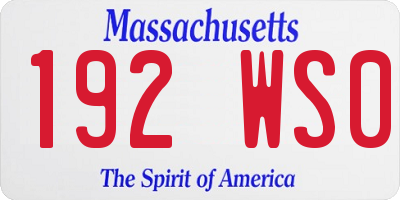MA license plate 192WS0