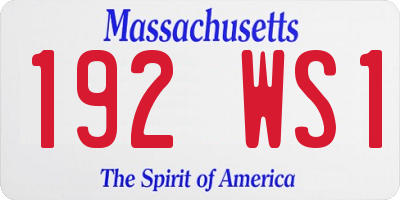 MA license plate 192WS1