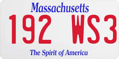 MA license plate 192WS3