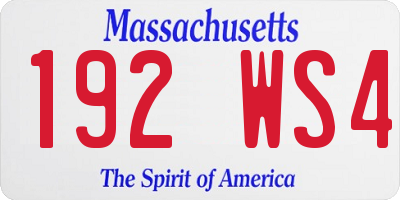 MA license plate 192WS4