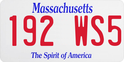 MA license plate 192WS5