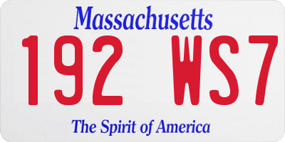 MA license plate 192WS7
