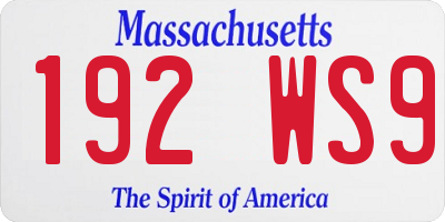 MA license plate 192WS9