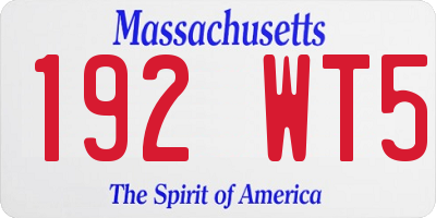 MA license plate 192WT5