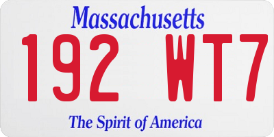 MA license plate 192WT7