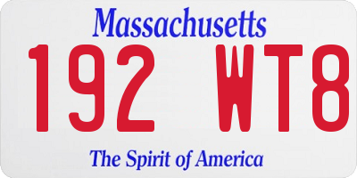 MA license plate 192WT8