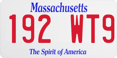 MA license plate 192WT9