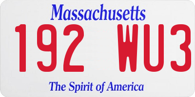 MA license plate 192WU3
