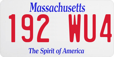 MA license plate 192WU4