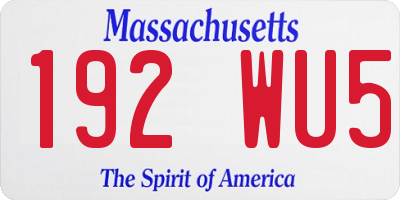 MA license plate 192WU5