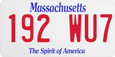 MA license plate 192WU7