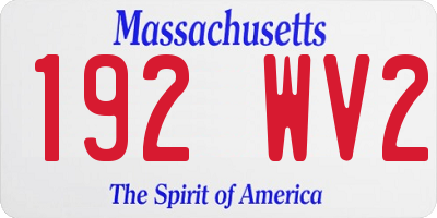 MA license plate 192WV2