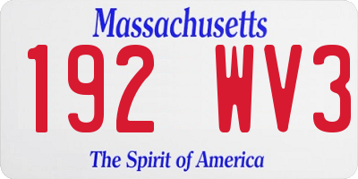 MA license plate 192WV3