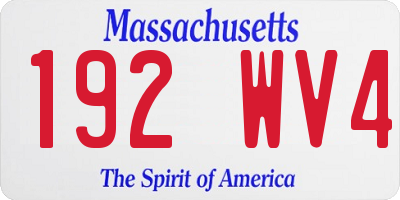 MA license plate 192WV4