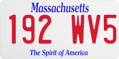 MA license plate 192WV5