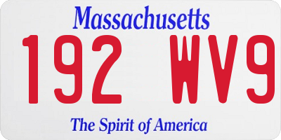 MA license plate 192WV9