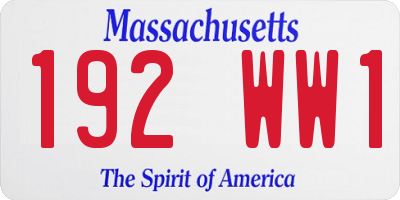 MA license plate 192WW1