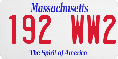 MA license plate 192WW2